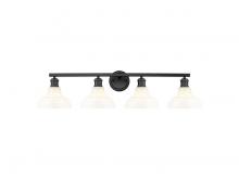  0305-BA4 BLK-VMG - Carver 4-Light Vanity Light in Matte Black with Vintage Milk Glass